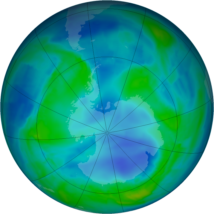 Antarctic ozone map for 02 May 2009